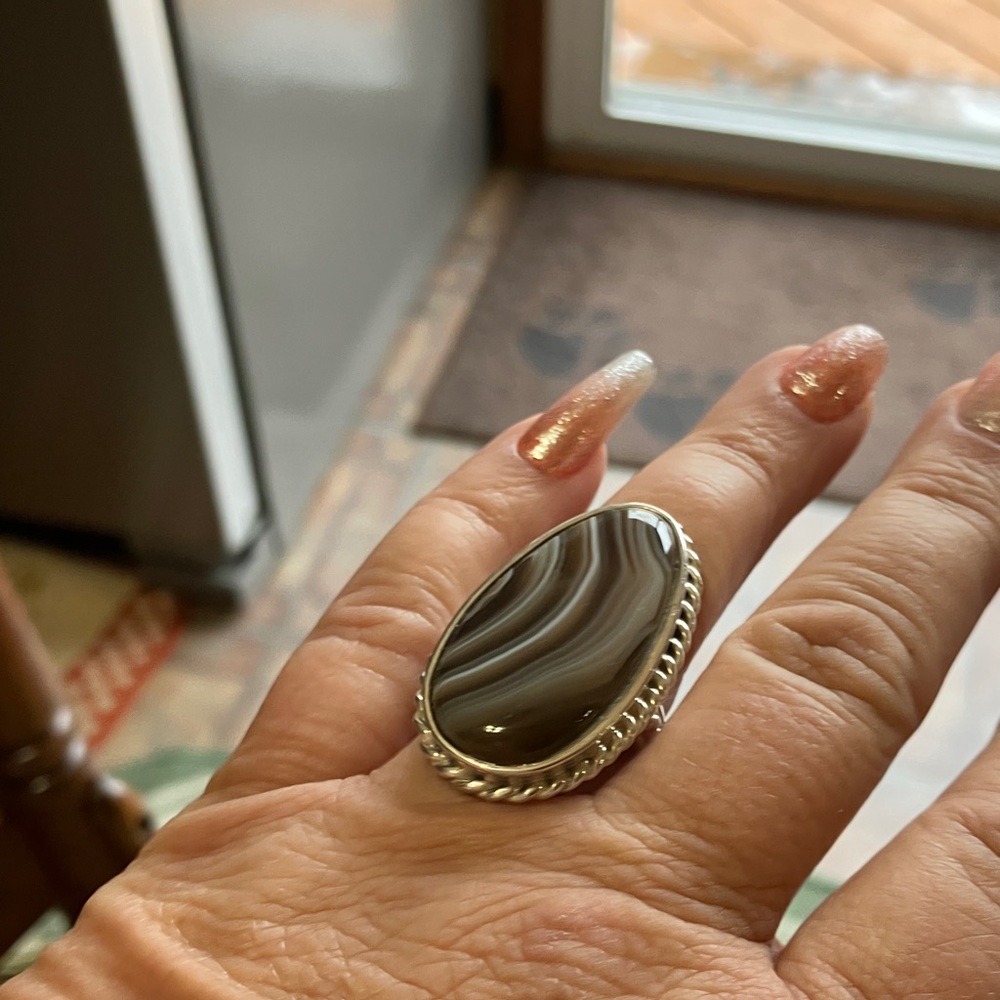 Banded Agate 925 Sterling Silver - image 1